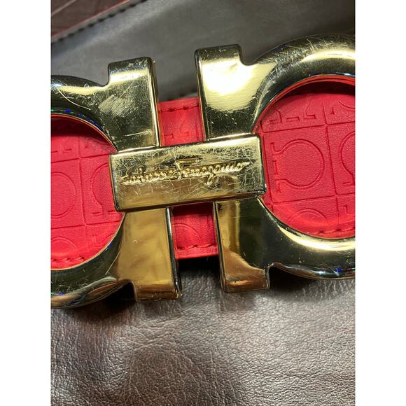 NWOT 🔥Salvatore Ferragamo Red Leather Belt with Gold Buckle - Picture 6 of 10
